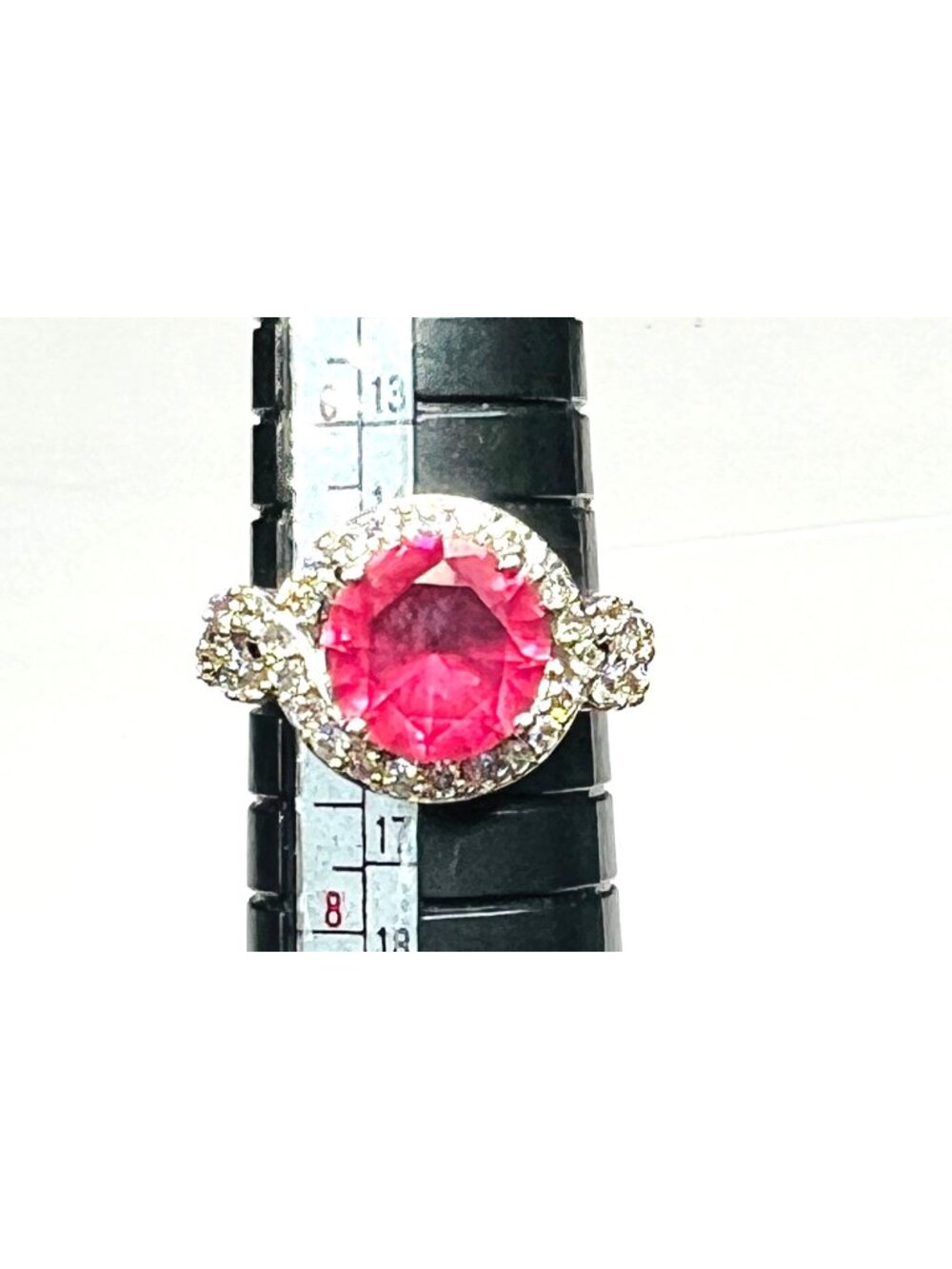 Pink Ring, NWOT, Size 7, pink stone, silver color band - Picture 6 of 8